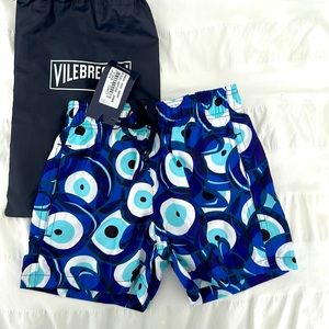 NWT Vilebrequin Boys Swim Trunks 2ANS  2 years abstract Blue White Bleu Neptune
